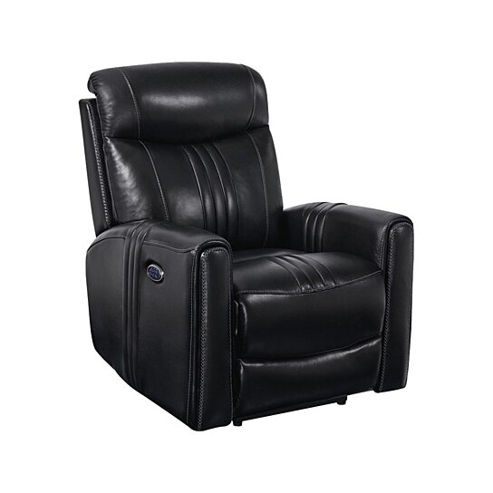 Saltoro Sherpi Faux Leather Upholstered Wooden Recliner with Swi